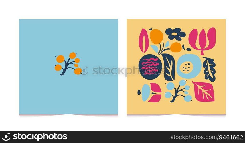 Set of vector backgrounds with flowers in trendy retro trippy style. Hippie 60s, 70s style. Yellow, orange, blue colors.. Set of vector backgrounds with flowers in trendy retro trippy style. Hippie 60s, 70s style.