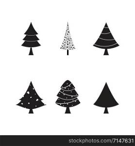 Set of Vector black christmas tree icons