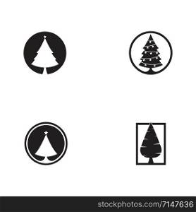 Set of Vector black christmas tree icons