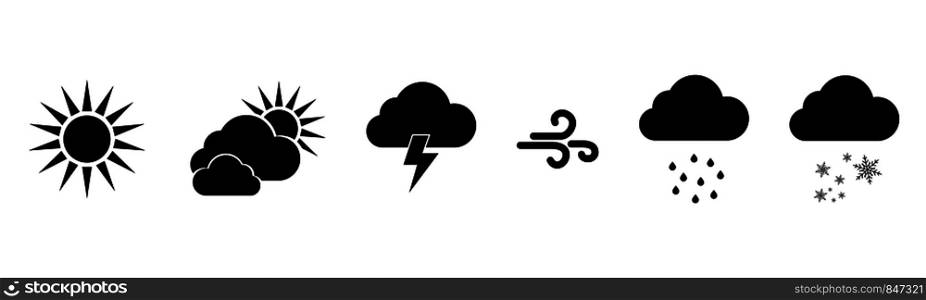 Set of vector black Weather icons. Weathers icons. Weather vector icons. Weather forecast sign symbols. Weathers signs. Eps10. Set of vector black Weather icons. Weathers icons. Weather vector icons. Weather forecast sign symbols. Weathers signs
