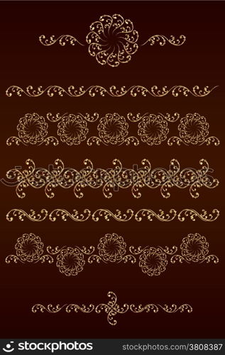 Set of vector borders with floral elements. Vector illustration.
