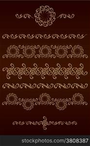 Set of vector borders with floral elements. Vector illustration.