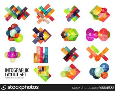 Set of vector buiness infographics templates for workflow layouts, diagrams, number options or web design