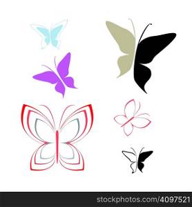 Set of vector butterflies - stylized image