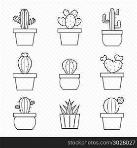 Set of vector cactus icons . Set of vector cactus icons on white background