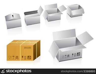 set of vector cardboard boxes