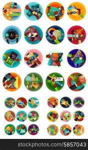 Set of vector circular flat design infographic concepts, banners, labels - paper graphics