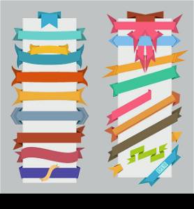 set of vector color flat retro ribbons and bannersset of vector color flat retro ribbons and banners