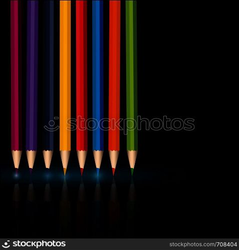 Set of vector colored pencils on white background