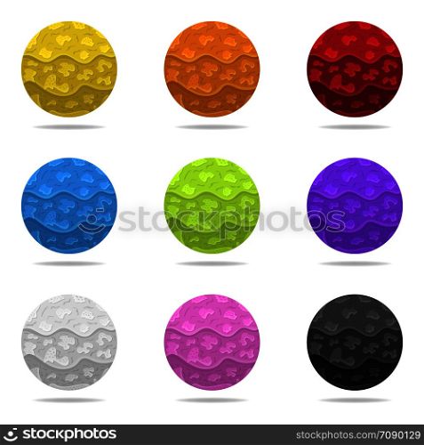 Set of Vector Colorful Magic Spheres with Shadow. Colored Abstract Balls. Paper Effect. Vector illustration for Your Design, Web.