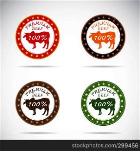 Set of vector cow label on white background
