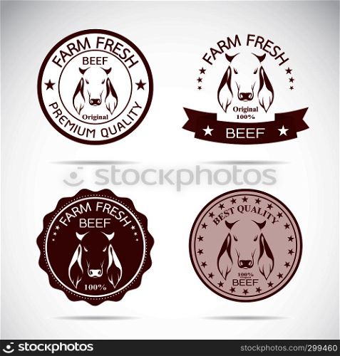 Set of vector cow labels on white background