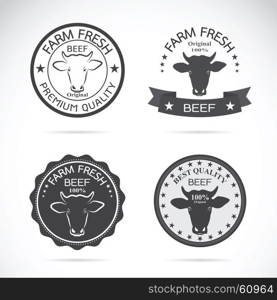 Set of vector cow labels on white background. Farm Animal.