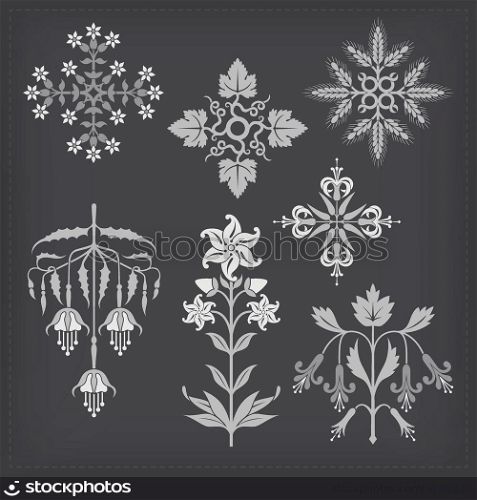 Set of vector decorative ornament elements.