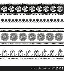 Set of vector decorative patterns. Mehndi.