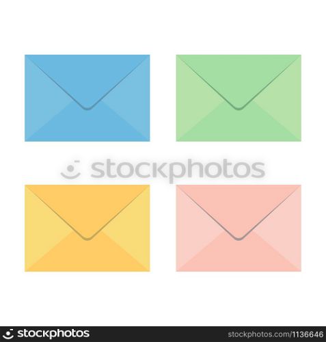 Set of vector envelopes icon on white background. Set of vector envelopes icon