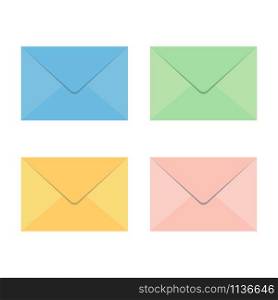 Set of vector envelopes icon on white background. Set of vector envelopes icon
