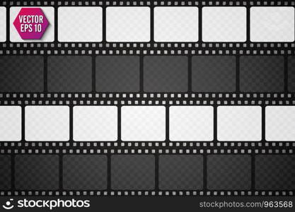 Set of vector film strip isolated on transparent background. Set of vector film strip isolated on transparent background.