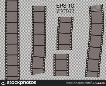 Set of vector film strip isolated on transparent background. Eps 10. Set of vector film strip isolated on transparent background.