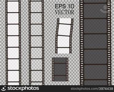 Set of vector film strip isolated on transparent background. Eps 10. Set of vector film strip isolated on transparent background.