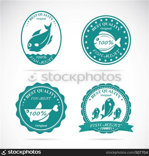 Set of vector fish labels on white background