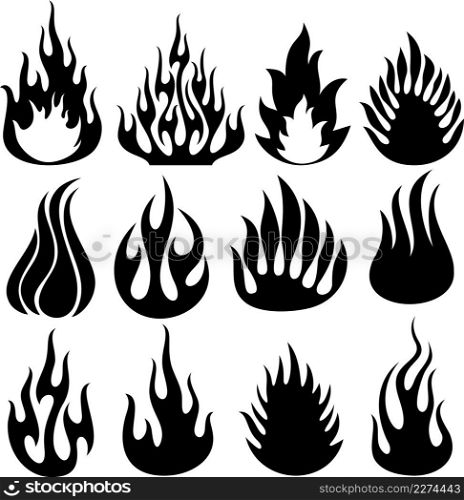 Set of vector flames (fire icons)