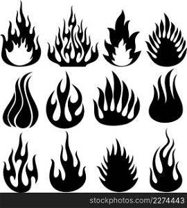 Set of vector flames (fire icons)
