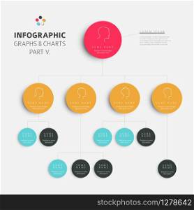 Set of vector flat design infographics hierarchy diagram- fresh retro color version part 5