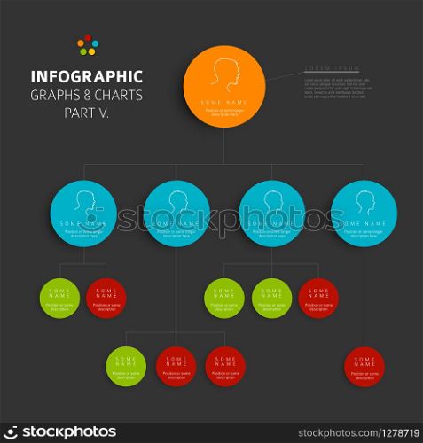 Set of vector flat design infographics hierarchy diagram - part 5 of my infographic budndle, dark version