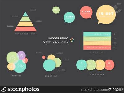 Set of vector flat design infographics statistics charts and graphs