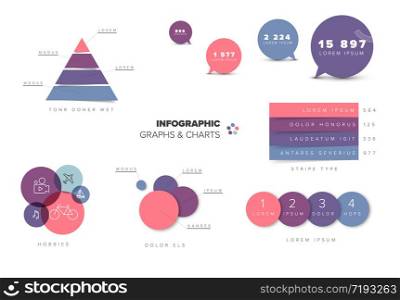 Set of vector flat design infographics statistics charts and graphs