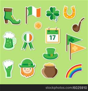 Set of vector flat icons for St. Patrick&rsquo;s Day