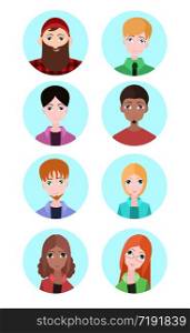 Set of vector flat icons of people of different sexes and races. Vector elements for infographics, avatars and your design. Set of vector flat icons of people of different sexes and races.