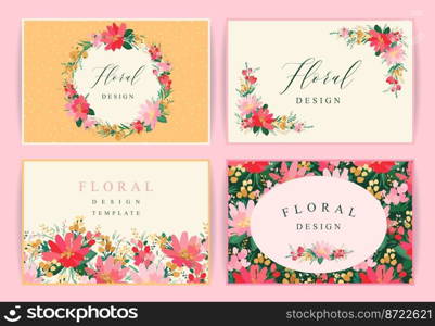 Set of vector floral design. Template for card, poster, flyer, cover, home decor and other use.. Set of vector floral design. Template for card, poster, flyer, cover, home decor and other.