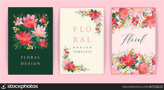 Set of vector floral design. Template for card, poster, flyer, cover, home decor and other use.. Set of vector floral design. Template for card, poster, flyer, cover, home decor and other.