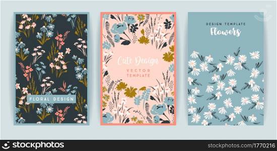 Set of vector floral design. Template for card, poster, flyer, home decor and other use.. Set of vector floral design. Template for card, poster, flyer, home decor and other
