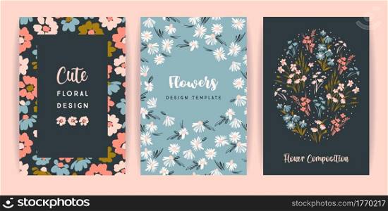 Set of vector floral design. Template for card, poster, flyer, home decor and other use.. Set of vector floral design. Template for card, poster, flyer, home decor and other