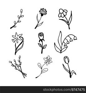 set of vector floral doodles