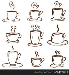 Set of vector hand drawn Coffee Cup Doodles.. Set of vector hand drawn Coffee Cup Doodles