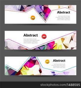 Set of vector horizontal polygonal triangles banners beautiful colors.. Set of vector horizontal polygonal triangles banners beautiful colors