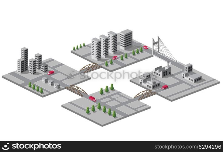 Set of vector icons of isometric on the city