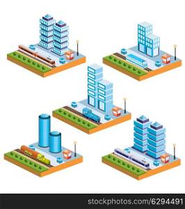 Set of vector icons of isometric on the city