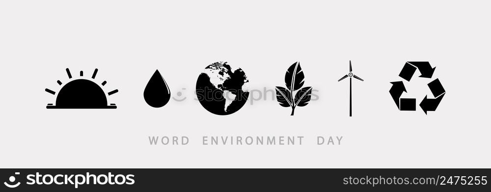 Set of vector icons, world environment day.