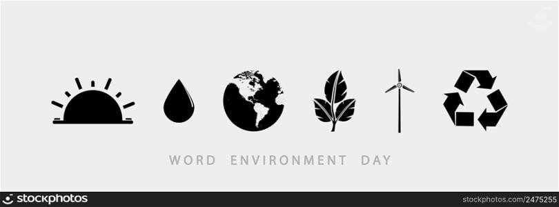 Set of vector icons, world environment day.
