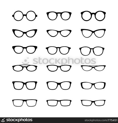 Set of vector images. Eyeglass frame, flat design