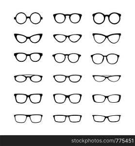 Set of vector images. Eyeglass frame, flat design