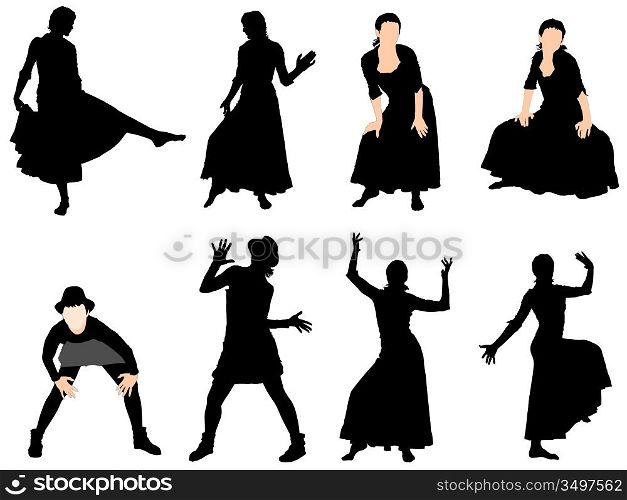 Set of vector images of dancers