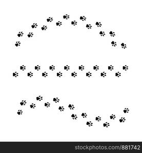 Set of vector isolated paws or dog print. Animal vector paws or prints dog or cat. Walk print curved. EPS 10. Set of vector isolated paws or dog print. Animal vector paws or prints dog or cat. Walk print curved.