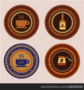 Set of vector labels coffee and coffee accessories illustration can be used as a logo or icon in Premium quality 2