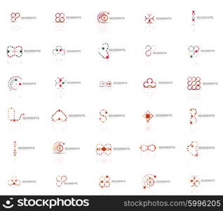 Set of vector linear logotypes, geometric abstract symbols, elegant icons. Modern minimalist elements for branding and logo design.